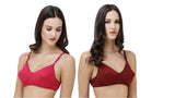 FEMULA Monika T-Shirt Lightly Padded Bra for Women & Girls ( Pack of 2Pcs, 1 Each of  Maroon & Pink Colour )