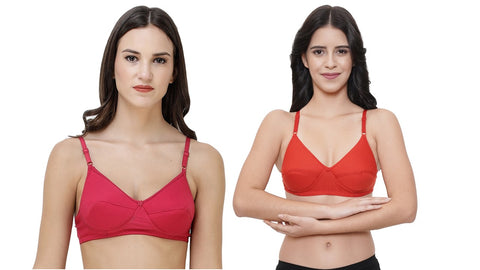 FEMULA Monika T-Shirt Lightly Padded Bra for Women & Girls ( Pack of 2Pcs, 1 Each of  Red & Magenta Colour )