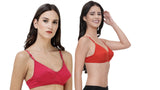 FEMULA Monika T-Shirt Lightly Padded Bra for Women & Girls ( Pack of 2Pcs, 1 Each of  Red & Magenta Colour )