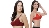 FEMULA Monika T-Shirt Lightly Padded Bra for Women & Girls ( Pack of 2Pcs, 1 Each of  Maroon & Red Colour )