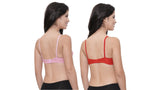 FEMULA Monika T-Shirt Lightly Padded Bra for Women & Girls ( Pack of 2Pcs, 1 Each of  Pink & Red Colour )