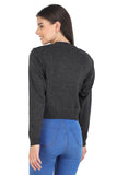 FEMULA V- Neck Women Full Sleeves Stitched Ready to Wear Woolen Blouse (Black Mix)
