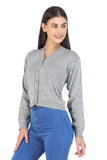 FEMULA V- Neck Women Full Sleeves Stitched Ready to Wear Woolen Blouse (Grey Mix)