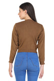 FEMULA V- Neck Women Full Sleeves Stitched Ready to Wear Woolen Blouse (Mouse Brown)