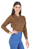 FEMULA V- Neck Women Full Sleeves Stitched Ready to Wear Woolen Blouse (Mouse Brown)