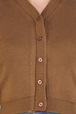 FEMULA V- Neck Women Full Sleeves Stitched Ready to Wear Woolen Blouse (Mouse Brown)