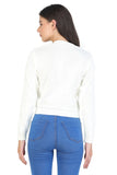 FEMULA V- Neck Women Full Sleeves Stitched Ready to Wear Woolen Blouse (White)