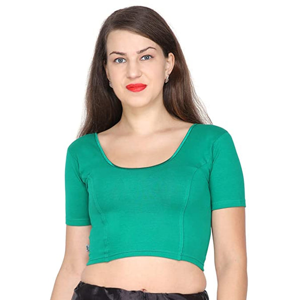 ANJALI All Weather Half Sleeves Cotton Blouse ( Green Colour )