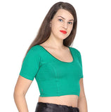 ANJALI All Weather Half Sleeves Cotton Blouse ( Green Colour )