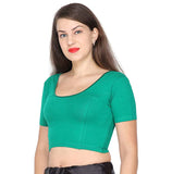 ANJALI All Weather Half Sleeves Cotton Blouse ( Green Colour )