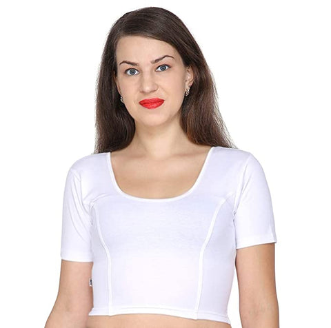 ANJALI All Weather Half Sleeves Cotton Blouse ( Ice White Colour )