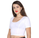 ANJALI All Weather Half Sleeves Cotton Blouse ( Ice White Colour )