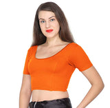 ANJALI All Weather Half Sleeves Cotton Blouse ( Kesari Orange Colour )