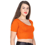 ANJALI All Weather Half Sleeves Cotton Blouse ( Kesari Orange Colour )