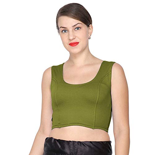 ANJALI All Weather Sleeveless Cotton Blouse ( Leaf Green Colour )