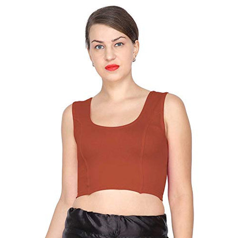 ANJALI All Weather Sleeveless Cotton Blouse ( Light Brown Colour, Size 30 )