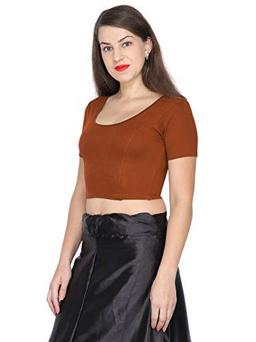 ANJALI All Weather Half Sleeves Cotton Blouse ( Light Brown Colour )