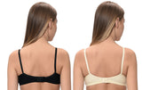 FEMULA Macho Women / Girls Cotton Full Coverage Non Padded Wirefree Everyday Use Regular Strap Bra ( Pack of 1 Pc each Black & Skin )
