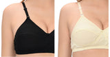 FEMULA Macho Women / Girls Cotton Full Coverage Non Padded Wirefree Everyday Use Regular Strap Bra ( Pack of 1 Pc each Black & Skin )