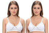 FEMULA Mamta Women/Girls Full Coverage Non Padded Wire Free Regular Cotton Bra ( Pack of 2Pcs ) White