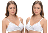 FEMULA Mamta Women/Girls Full Coverage Non Padded Wire Free Regular Cotton Bra ( Pack of 2Pcs ) White