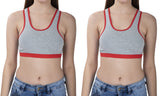 FEMULA Mary Stretchable Cotton Grey Sports Vest Bra for Girls & Women (2PC)