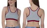 FEMULA Mary Stretchable Cotton Grey Sports Vest Bra for Girls & Women (2PC)