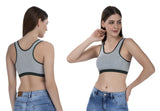 FEMULA Mary Stretchable Cotton Grey Sports Vest Bra for Girls & Women (2PC)