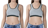 FEMULA Mary Stretchable Cotton Grey Sports Vest Bra for Girls & Women (2PC)