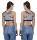 FEMULA Mary Stretchable Cotton Grey Sports Vest Bra for Girls & Women (2PC)