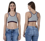 FEMULA Mary Stretchable Cotton Grey Sports Vest Bra for Girls & Women (2PC)