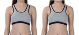 FEMULA Mary Stretchable Cotton Grey Sports Vest Bra for Girls & Women (2PC)