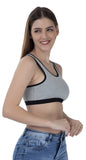 FEMULA Mary Cotton Lycra Blend Grey Sports Vest Bra for Girls & Women