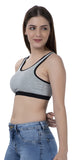 FEMULA Mary Cotton Lycra Blend Grey Sports Vest Bra for Girls & Women