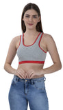 FEMULA Mary Cotton Lycra Blend Grey Sports Vest Bra for Girls & Women