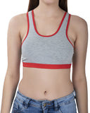 FEMULA Mary Cotton Lycra Blend Grey Sports Vest Bra for Girls & Women