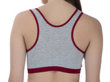 FEMULA Mary Cotton Lycra Blend Grey Sports Vest Bra for Girls & Women