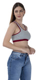 FEMULA Mary Cotton Lycra Blend Grey Sports Vest Bra for Girls & Women