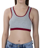 FEMULA Mary Cotton Lycra Blend Grey Sports Vest Bra for Girls & Women