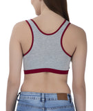 FEMULA Mary Cotton Lycra Blend Grey Sports Vest Bra for Girls & Women