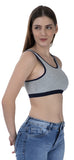 FEMULA Mary Cotton Lycra Blend Grey Sports Vest Bra for Girls & Women