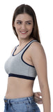 FEMULA Mary Cotton Lycra Blend Grey Sports Vest Bra for Girls & Women