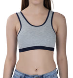 FEMULA Mary Cotton Lycra Blend Grey Sports Vest Bra for Girls & Women