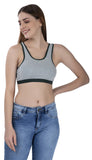 FEMULA Mary Cotton Lycra Blend Grey Sports Vest Bra for Girls & Women