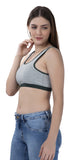 FEMULA Mary Cotton Lycra Blend Grey Sports Vest Bra for Girls & Women