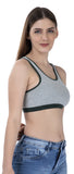 FEMULA Mary Cotton Lycra Blend Grey Sports Vest Bra for Girls & Women