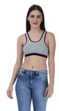 FEMULA Mary Cotton Lycra Blend Grey Sports Vest Bra for Girls & Women