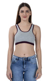 FEMULA Mary Cotton Lycra Blend Grey Sports Vest Bra for Girls & Women