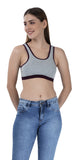 FEMULA Mary Cotton Lycra Blend Grey Sports Vest Bra for Girls & Women