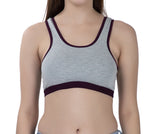 FEMULA Mary Cotton Lycra Blend Grey Sports Vest Bra for Girls & Women